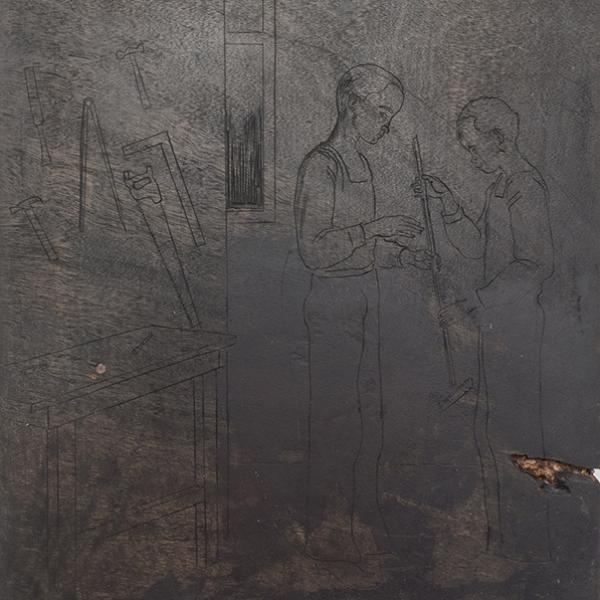 Niños en taller de carpintería 